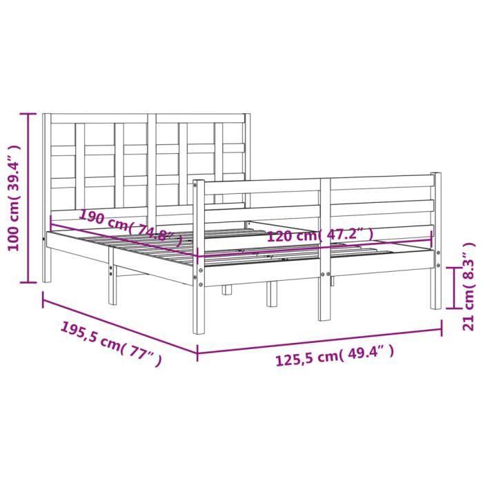 VidaXL Bed Frames with Headboard White Small Double Solid Wood 3193957