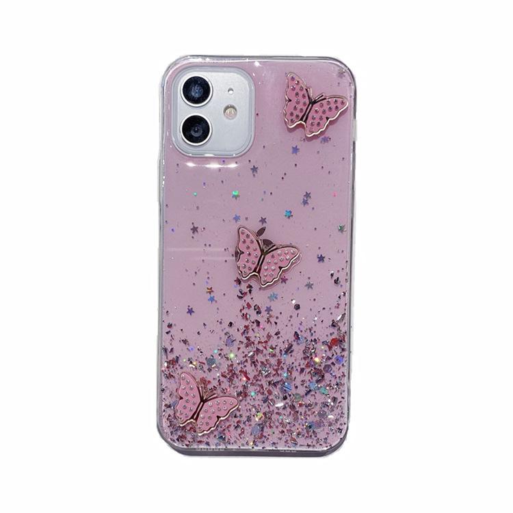 Applicable To Apple 16 Mobile Phone Case Glue Rhinestone Butterfly IPhone 15 Promax Protective Case 14/13 Simple