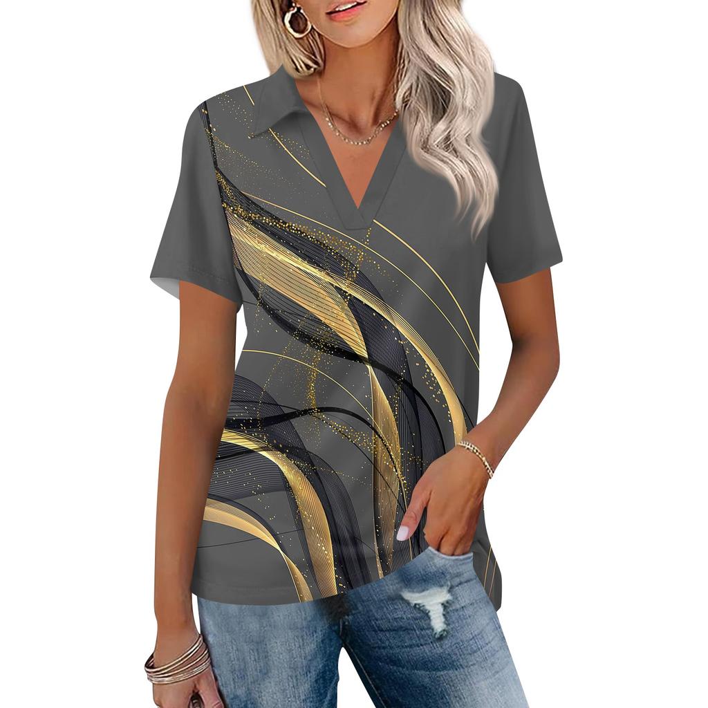 Damesmode Casual Revers Shirt met Korte Mouwen in Kleur Dames Topjes