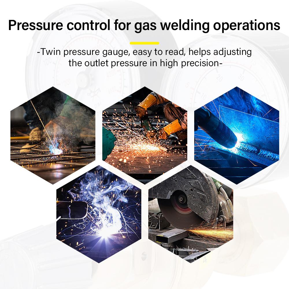 CO2 Gas Bottle Pressure Regulator Carbon Dioxide Welding Pressure Reducer Gauge MIG TIG Welding Flow Meter Gauge W21.8 Connector