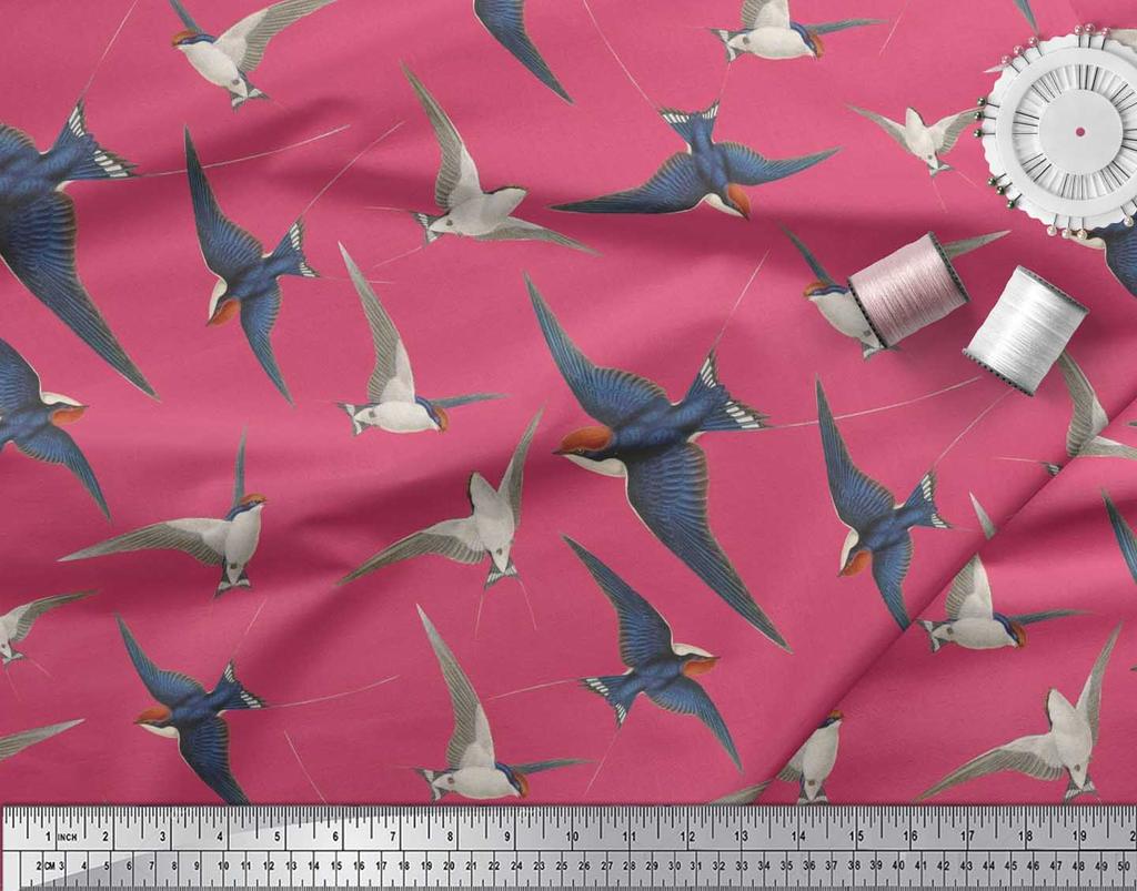 Soimoi Černá japonská krepová saténová tkanina létající datel pták tištěná řemeslná tkanina v metrech 42 palců