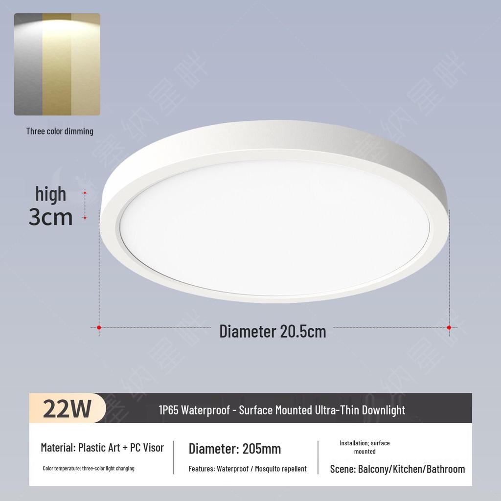 Waterproof LED Ceiling Light for Kitchen, Bathroom, and Outdoor Areas