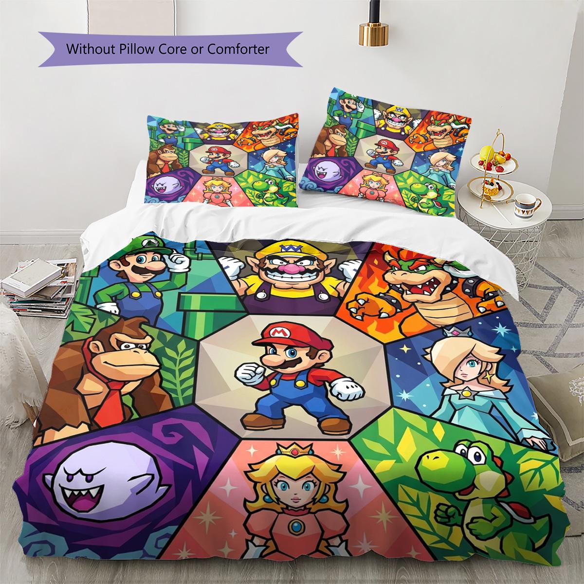

Super Mario Pattern Bedding Quilt Set Quilt Cover Pillowcase Home Decoration Birthday Gift (1 * duvet cover + 2 * pillowcase, without core) 135x200cm