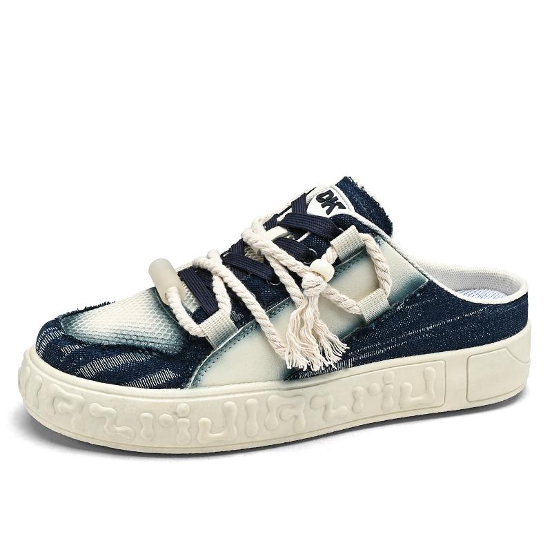 

Platform Slides Closed Toe Board Shoes Half Shoes For Men Mules Thick Bottom Backless Loafers Slippers Semi-Drag Casual Shoes 39