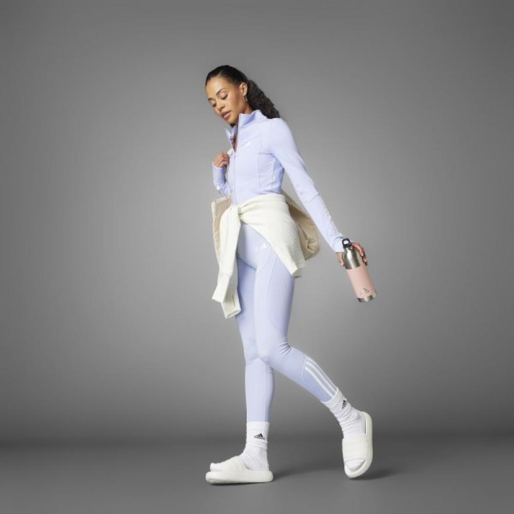 Adidas Women S Hyperglam Full Zip Ribbed Cover Up Training Crop Zip Up