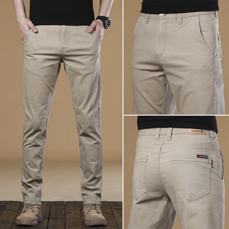 

2024 Осень/Зима Мужские прямые брюки из хлопка повседневного покроя — для среднего возраста и молодежи, деловой стиль 31 хаки