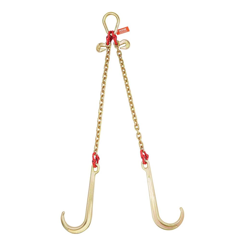5/16" x 2' G80 Tow Chain J Hook V-Chain Bridle Grab Hook Wrecker 10800 lbs
