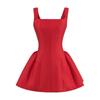 New Pure Desire Style Sexy Square Neck Sleeveless Dress Slim and Thin A Word Suspender Skirt Small Short Skirt
