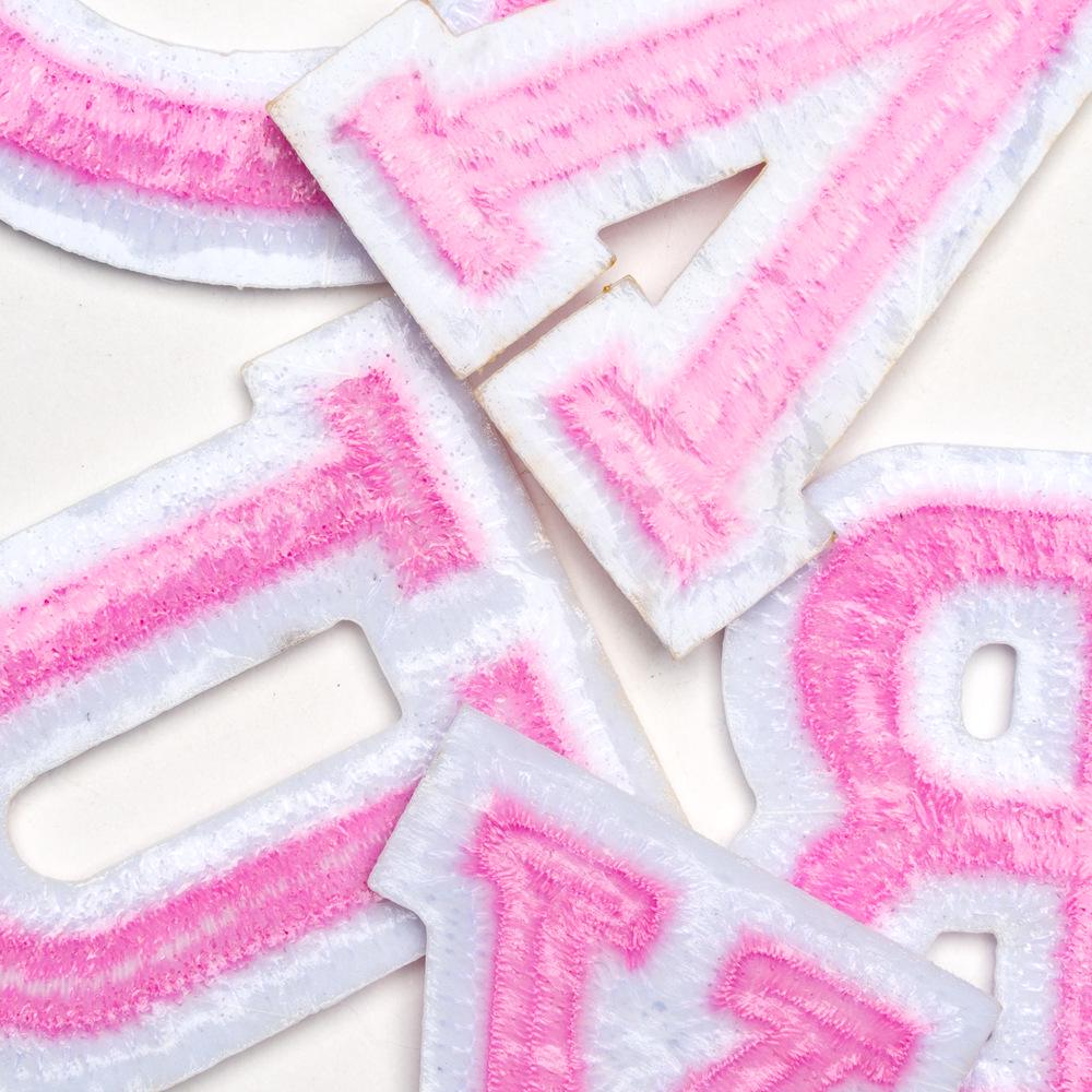 Exquisite Pink Embroidered Alphabet Patch for Jackets & DIY Decor