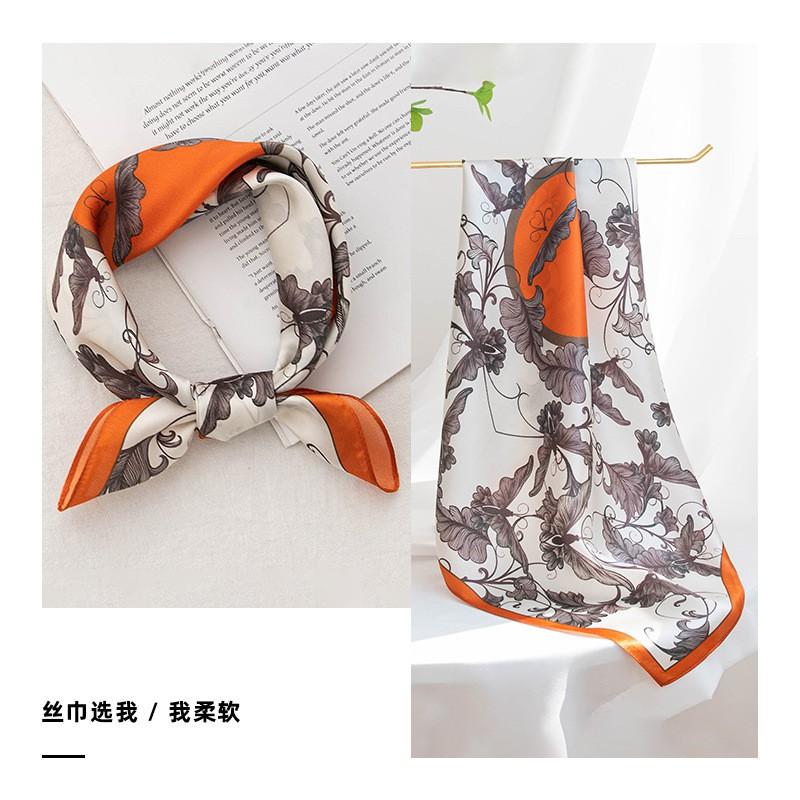 Elegant Silk Scarf Women 53x53cm Pure Mulberry Square Neck Floral Print Lightweight Accessory