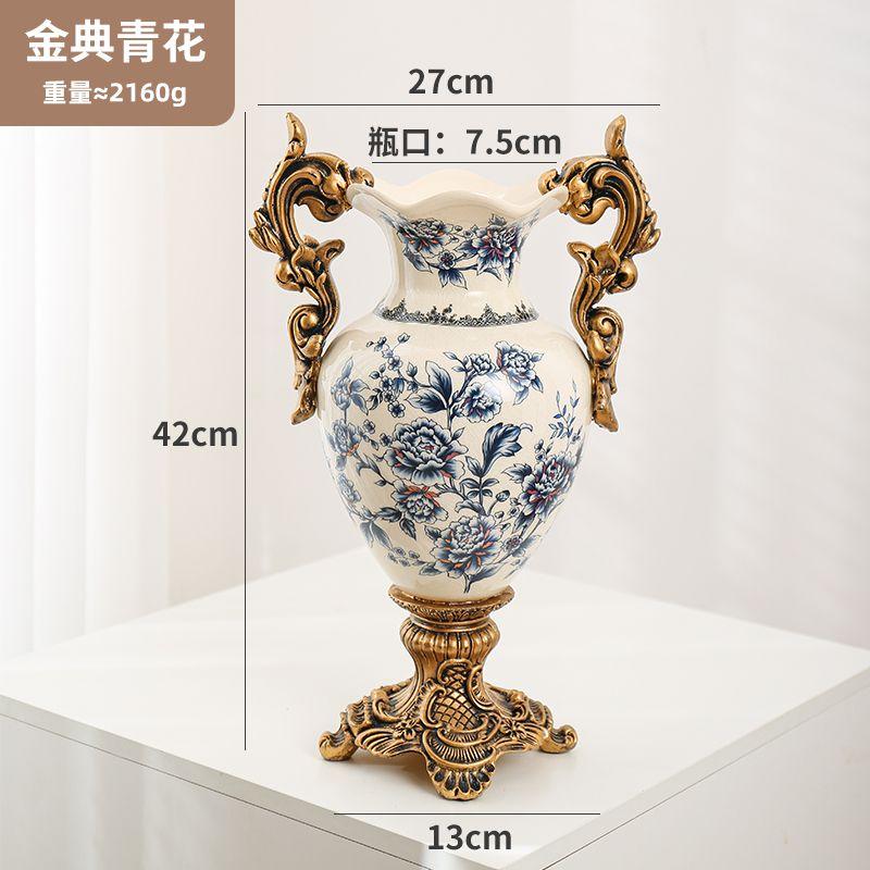 Retro New Chinese Ceramic Craft Vase Home Decoration Living Room Entrance Hall Store Home Art Flower Arrangement