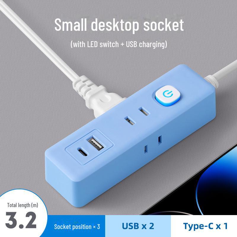 

Подвійна розетка з USB-портами - двоконтактна плата розширення with USB 3.2 meters синій