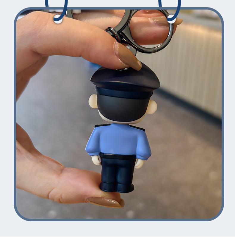 Cartoon Police Officer Keychain - Security, Traffic, Fire Service Commemorative Gift
