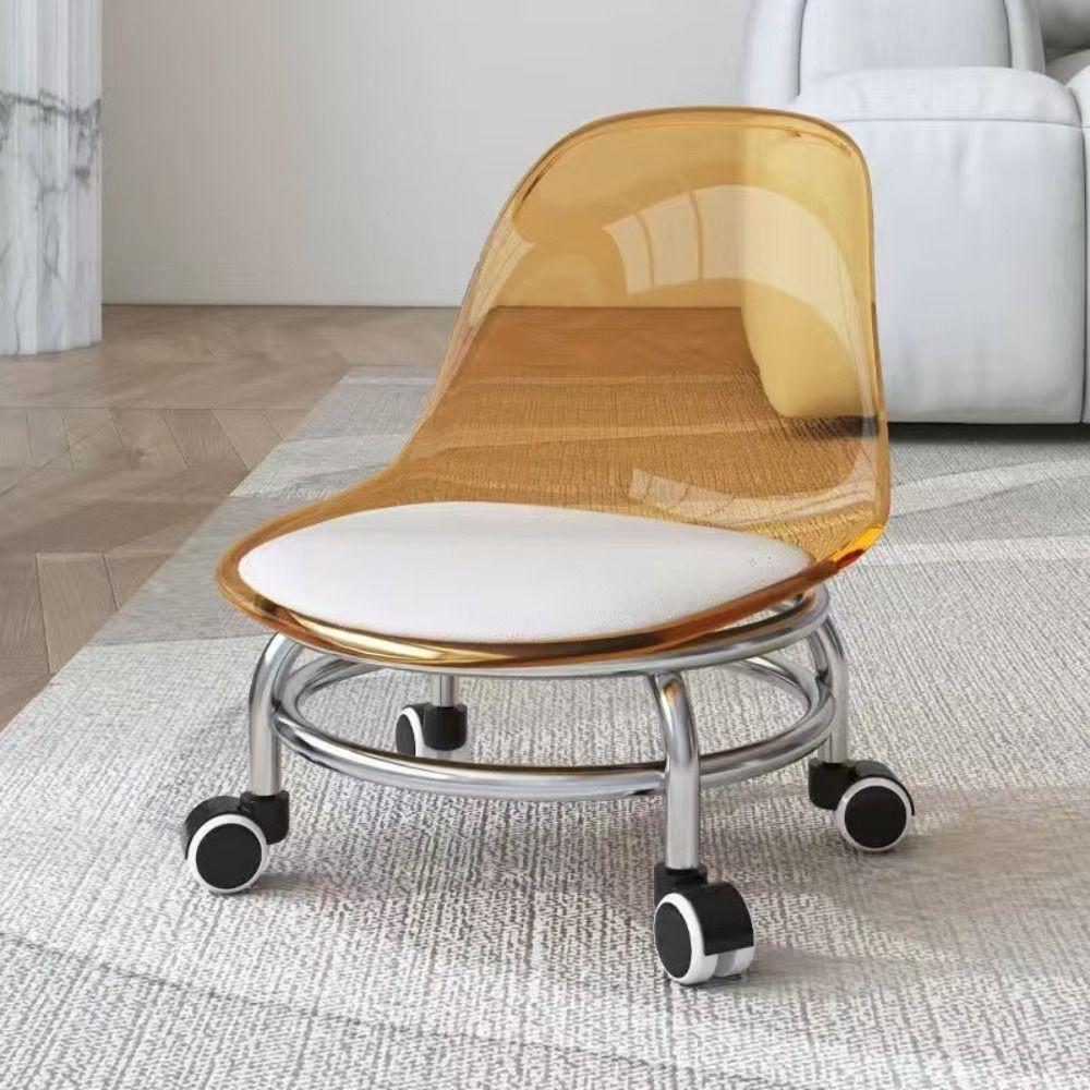 Acrylic Low Stool Universal Wheel Shoe Changing Stool Backrest Stool Changing Shoes Use