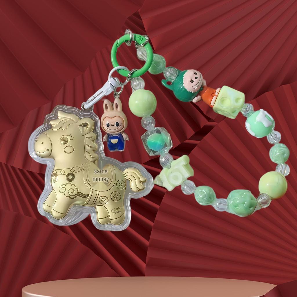 999 Reines Gold Pferde-Schlüsselanhänger-Anhänger: Sofortiger Reichtums-Glücksbringer für Telefon, Tasche oder Auto