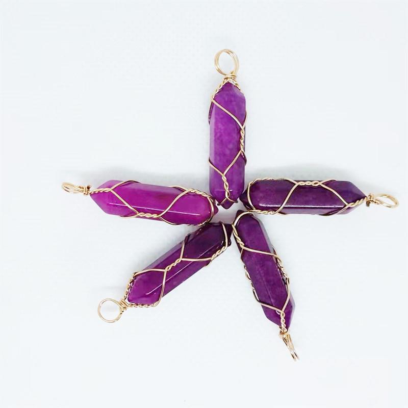Hexagonal Double-Ended Crystal Pendant DIY Jewelry Accessory