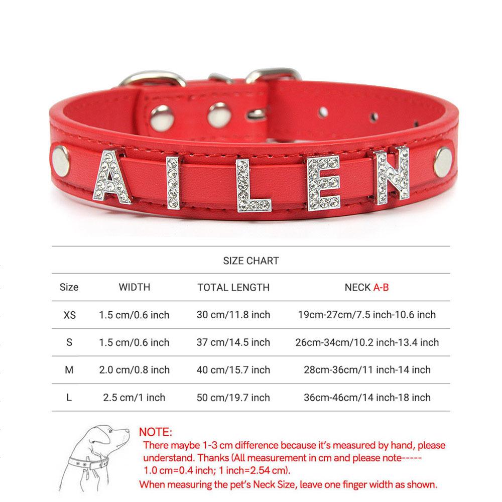 Glowing Rhinestone Pet Collar: PU Leather DIY Name Necklace for Cats & Dogs