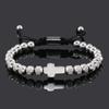 Luxury Stainless Steel Cross Charms Man Bracelet For Women Titanium Steel Beaded Zircon Gift Adjustable Bracelet
