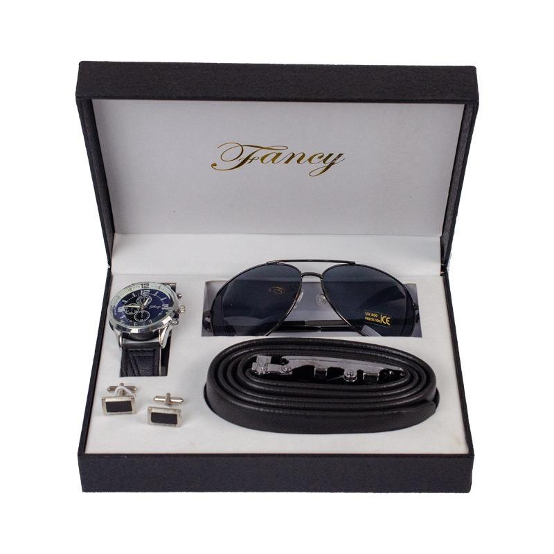 Valentine's Day Business Gift Set Men's Watch Sunglasses Belt Wallet Christmas Gift Set Quartz Watch Set for Men