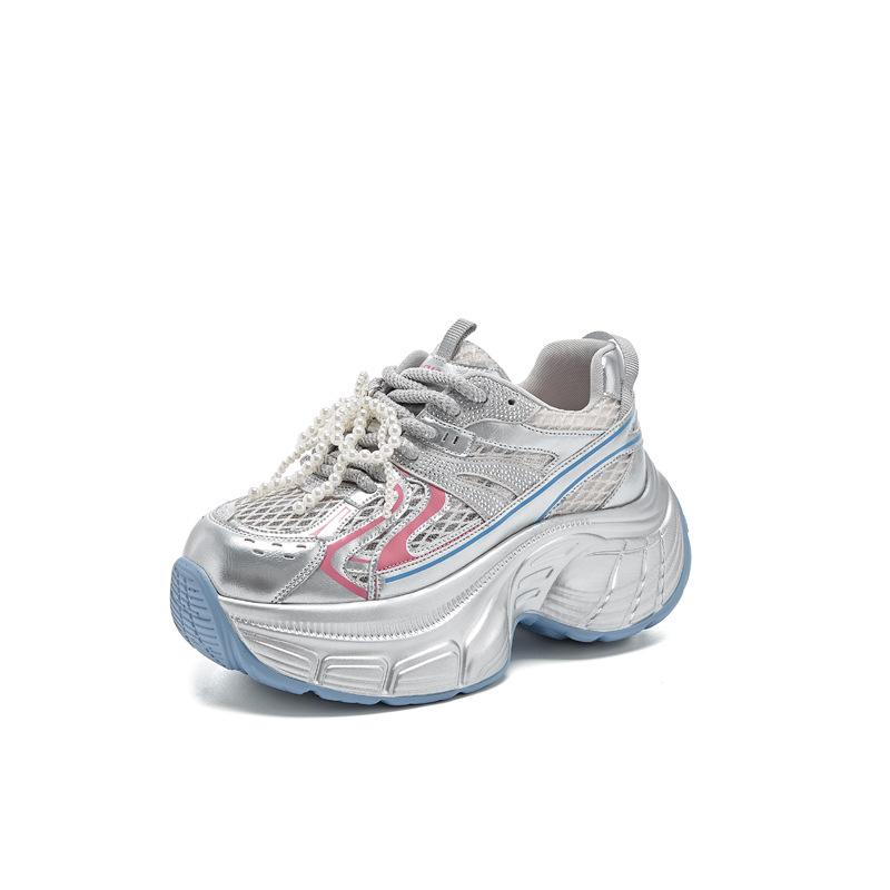 2025 spring new thick-soled super-fire dad shoes women's fashion casual versatile height-increasing straps ins trendy sports shoes
