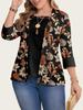 2025 Plus Size Floral Print Casual Two-Piece Seven-Sleeve Top for Women