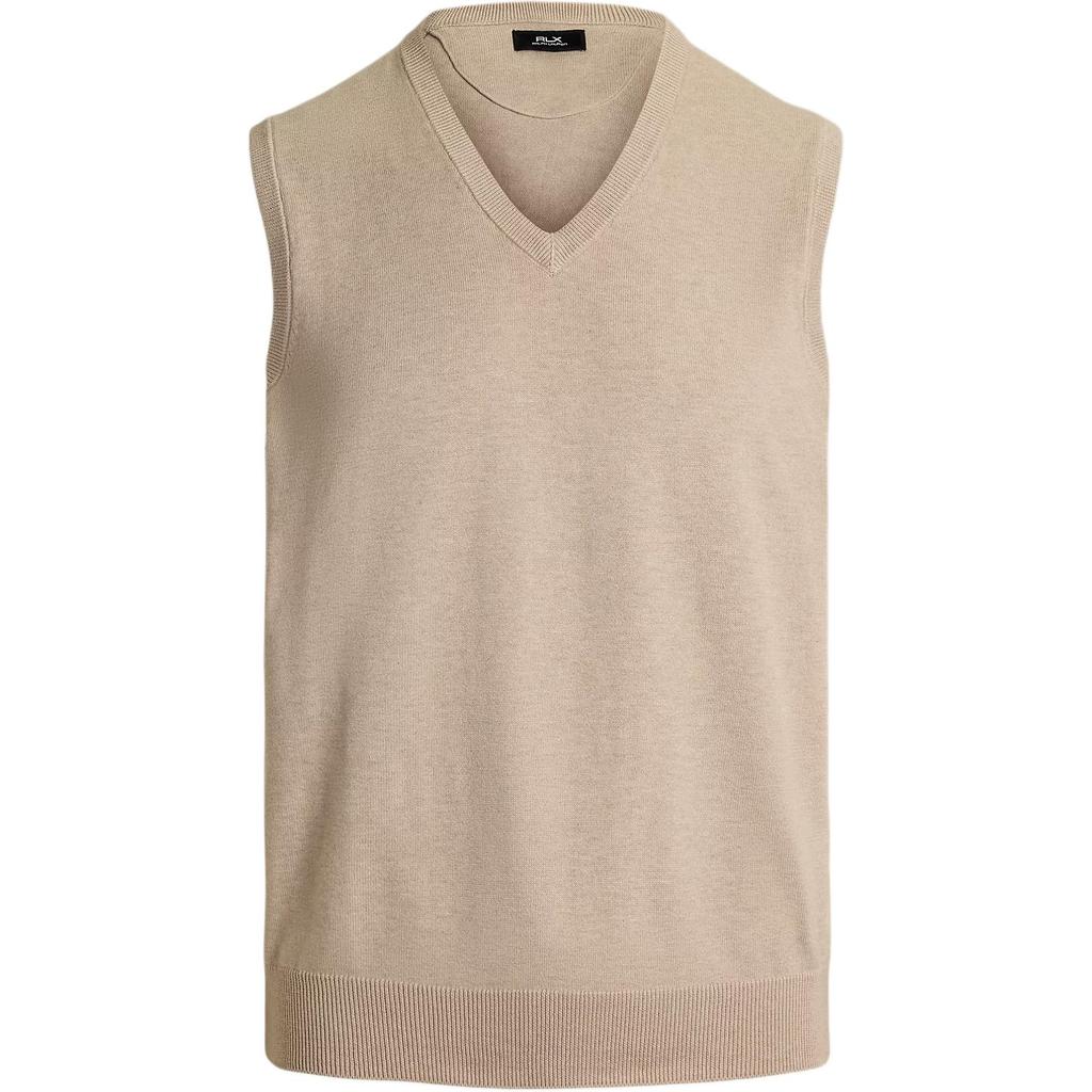 Polo Ralph Lauren V-Neck Cotton Blend Sleeveless Sweater Vest Men sweater vests Beige 785936654-501