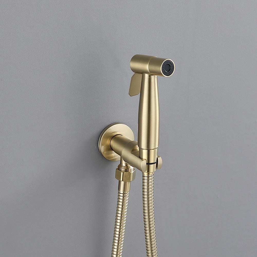 Brushed Gold/Gray 304 Stainless Steel Bidet Faucet Set Douche Kit Hand Held Bidet Sprayer Hand Sprayer Shower Head Self Cleaning