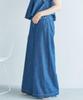 denim pants with center crease and navy size suitable for matching outfits [BIS] Wide-leg belt, washable, (43), M,