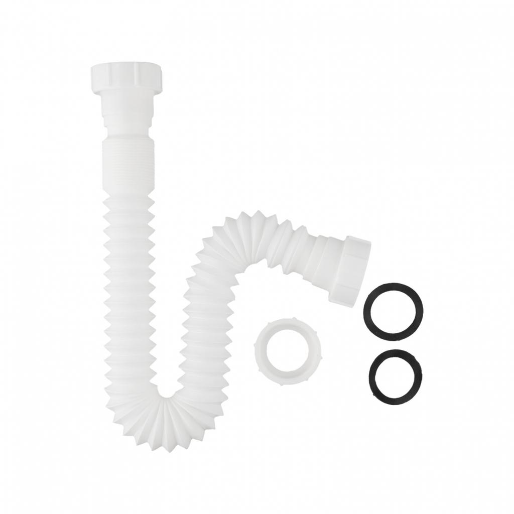 Sleek White Flexible Sink Drain Pipe Kit 112 inch for Kitchen Renovations