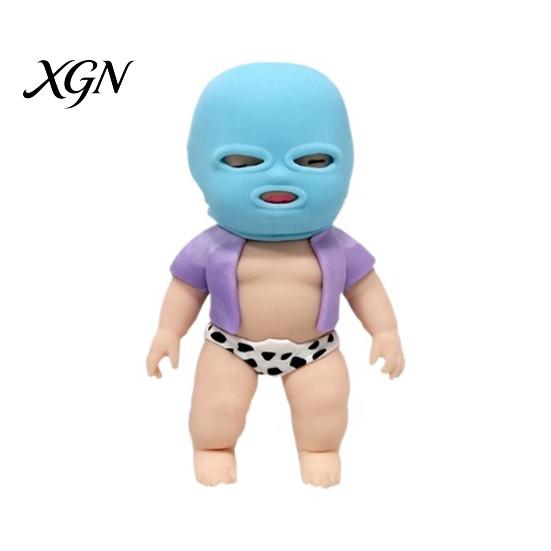 Kids Stress Relief Toy Babies with Face Guard Coat Underwear Soft Stretchy Anxiety Stretchable Fidget Relieving Baby Squeeze Hand Relaxation