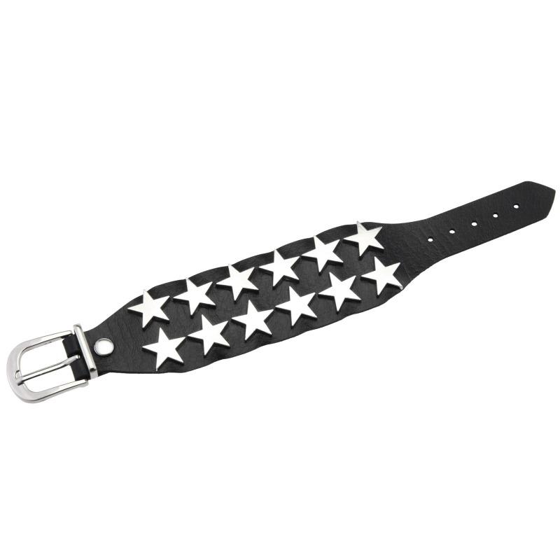 Creative Personality Punk Double Row Pentagram Bracelet Bracelet Simple Popular Versatile Couple Hand Ornament Chain