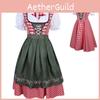 Elegant Women Oktoberfest Dress With Bavarian Dirndl Costume And Puff Sleeves