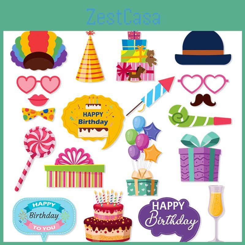 Happy Birthday Accessories With Humorous Paper Props For Family Parties Kids