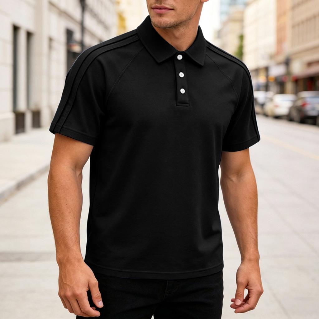 Men's Casual Lightweight Breathable Short Sleeve Polo Shirt with Classic Collar and Button Placket Suitable for Everyday Wear