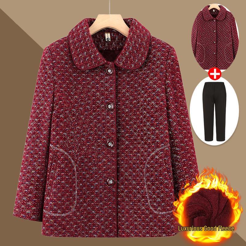 Spring and Autumn Outerwear for Middle-aged and Elderly Women, Plus Size, Short Style, Ages 60-80.