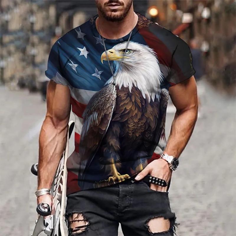 Men's 3D Tiger Pattern Short Sleeved Round Neck T-shirt, Breathable and Stylish, Suitable for Outdoor