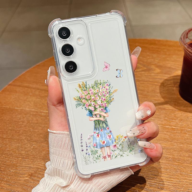 Colorful Flowers Phone Case For Samsung Galaxy S25 Edge S24 FE S25 S24 S23 S22 Ultra A36 A56 A16 A55 A54 A15 5G Clear TPU Cover