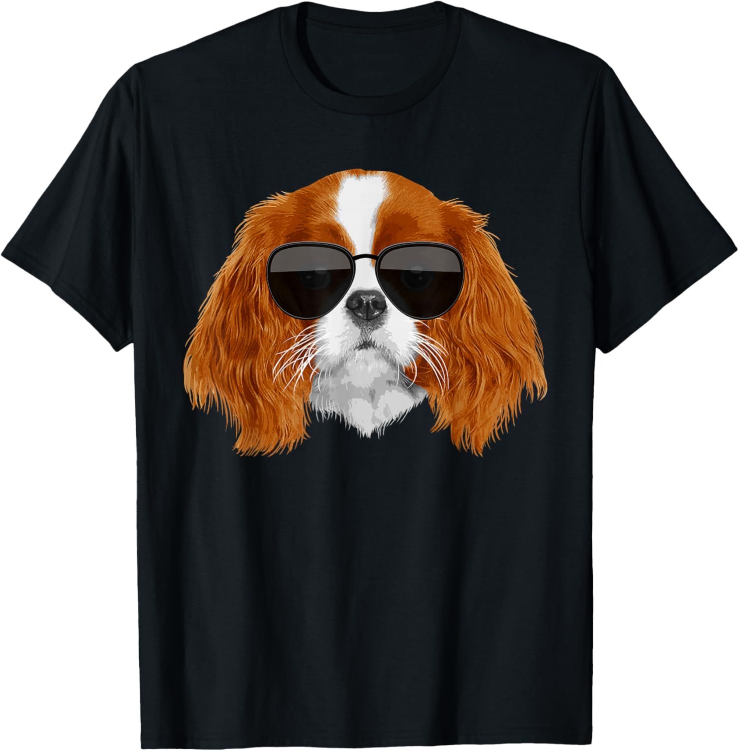 

Cool Cavalier King Charles Sunglasses Dog Lover Graphic T-Shirt Soft Cotton Round Neck Tee 4XL