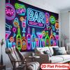 2D Colorful Neon Bar Backdrop Wine Bottle Night Party Photo Prop