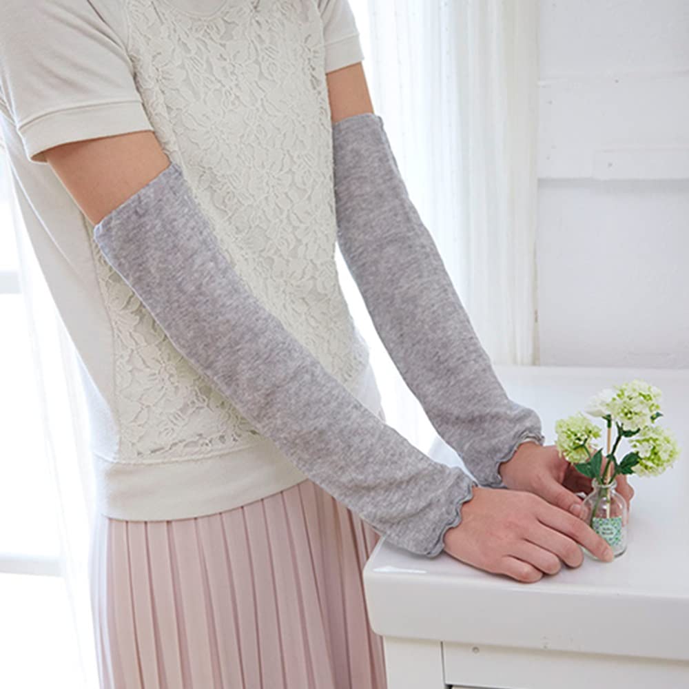 Soft Gauze Arm and Leg Warmers Made with Silk On the Skin Side In 42 Cm [sunayama] 95% [Made Japan] (approx. Length) (off-white)