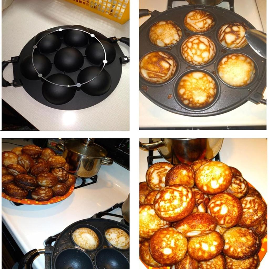 7 Holes Iron Cupcake Pan Portable Round Kitchen Baking Bakeware Premium Cast Iron PanRound Home Kitchen Non Stick Baking Tools