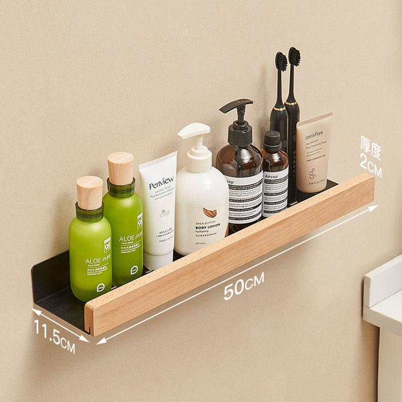 Wood Bathroom Shelving Wall Mounted Toilet Storage Holder Shampoo Shower Storage Rack Aluminum Kitchen Storage Rack White/Black