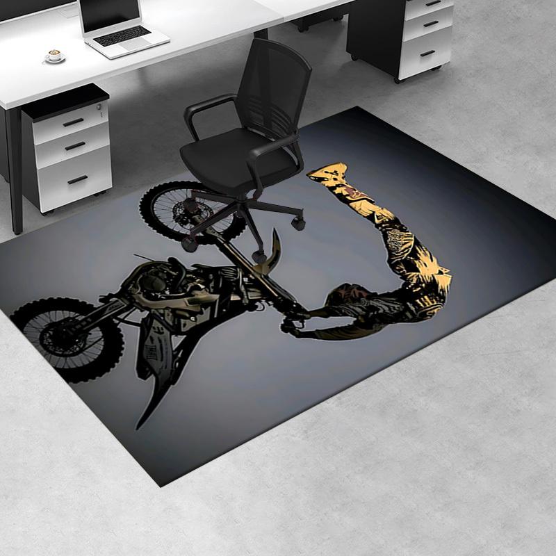 Motorcycle Theme Office Carpet Chair Mat Large Desk Protector for Home Decor, Sofa Rug, Office Flooring, Gift Idea for Any Room