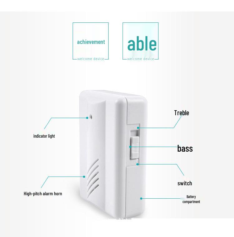 Ultra-Long Range Infrared Sensor Battery-Powered Doorbell with Split Design and Alarm Feature