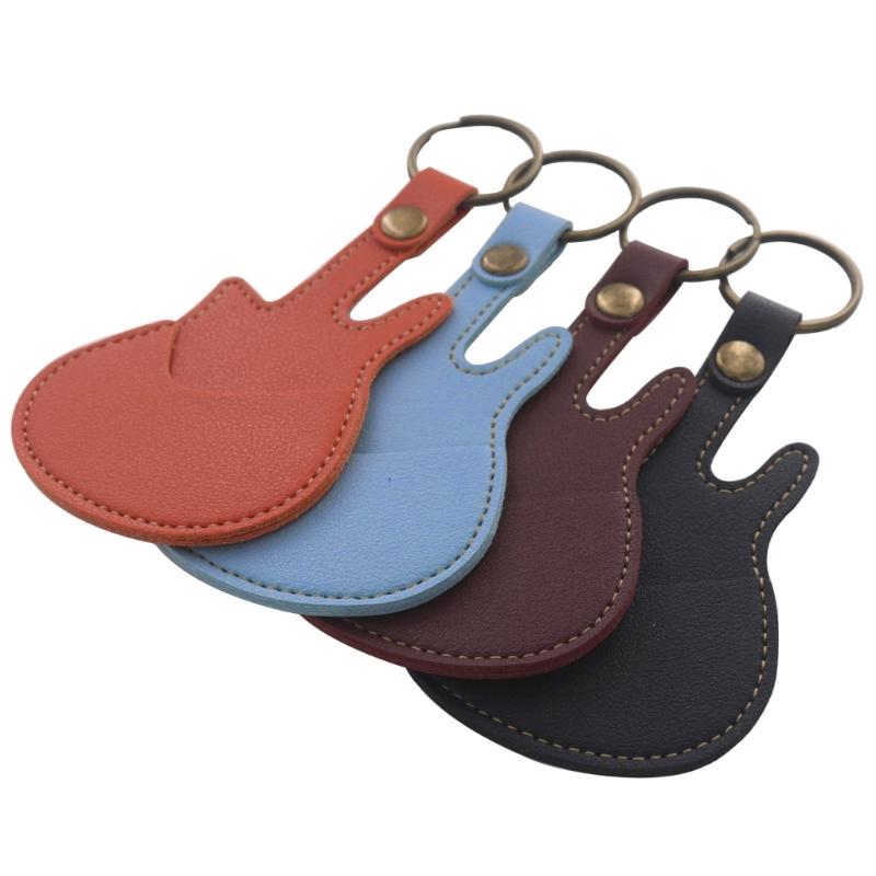 Leather Key Chain Guitar Picks Holder Keychain Guitar Plectrums Bag Picks Pouch Guitar Strap Guitar Picks Carrying Case