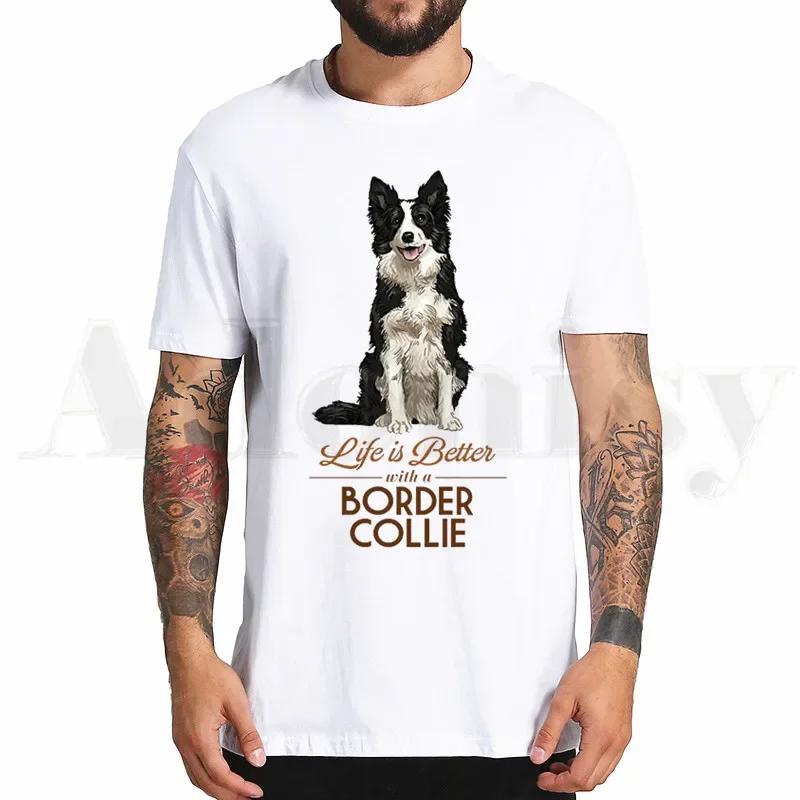 Border Collie Print Tshirt Hip Hop Girl Print Top Tees Harajuku Dog Cartoon Funny Kawaii Art Tshirts Men Fashion Summer Tshirts