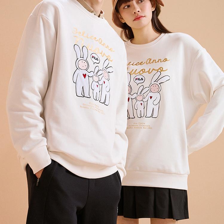 FILA CNY X Buer Rabbit Sweatshirt Unisex Cloud White F11U319202F-WT
