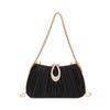 Women's Elegant Satin Evening Bag Pleated Clutch Wedding Purse Chains Party Prom Handbags with Rhinestones for Wedding Bride