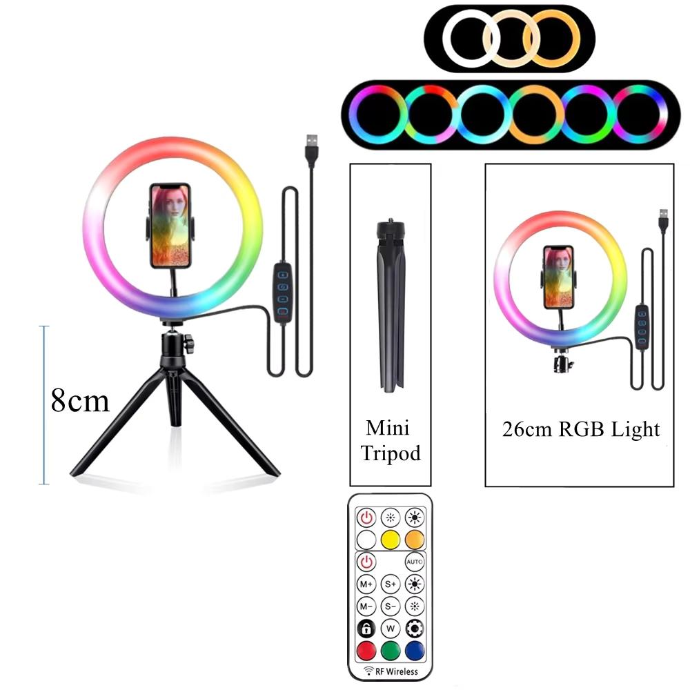 Lampă Inelară RGB Inel Rotund Cu Telecomandă Pentru Smartphone Mobil LED Lumină Video Inel Machiaj Youtube Iluminare Fotografică