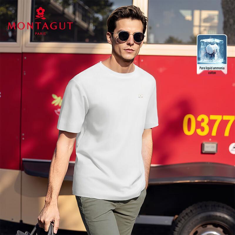 MONTAGUT Men's Summer Embroidered 100% Cotton T-Shirt